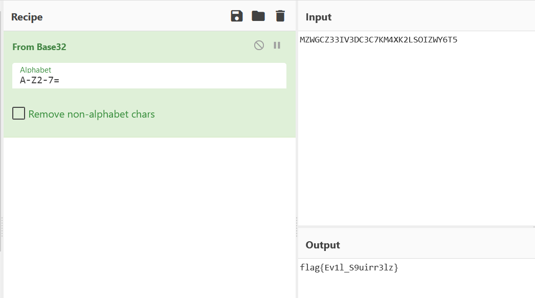 cyberchef decoding base32 text