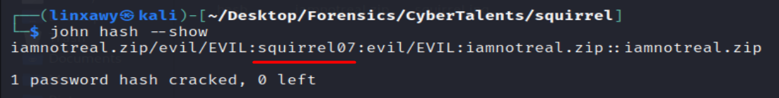password of zip file